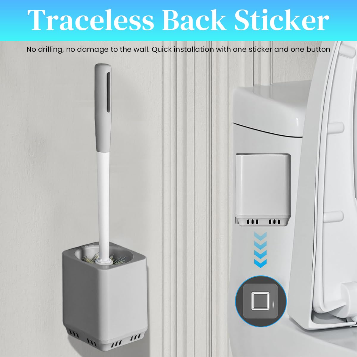 HASTHIP Toilet Cleaning Brush for Bathroom Deep Cleaning with Drip Holder and Nylon Bristles | Grey Plastic Scrubber