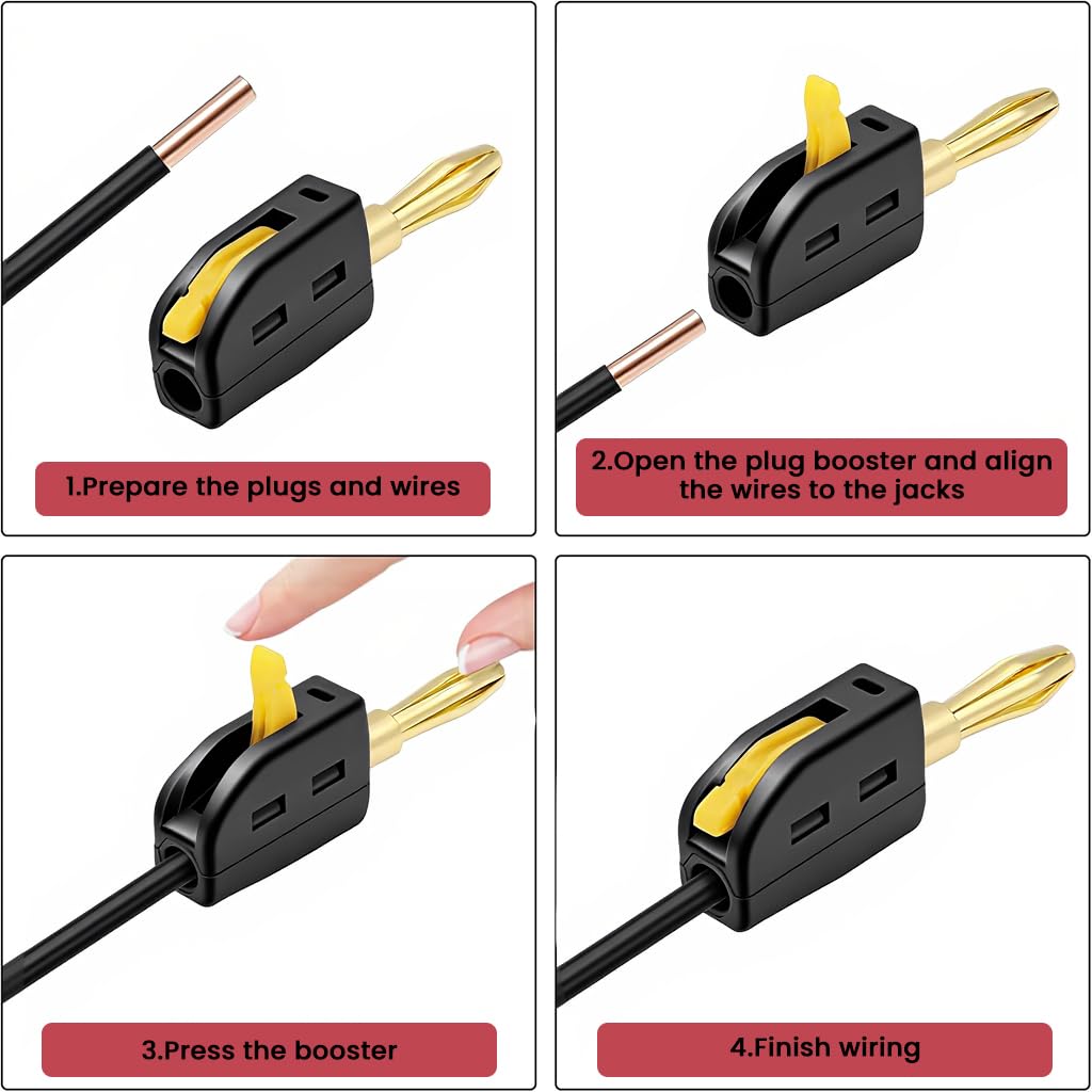 ZORBES 4mm Banana Plug Set for 32A High Current with Solderless Quick Connect Gold-Plated Copper | Red and Black 10PCS