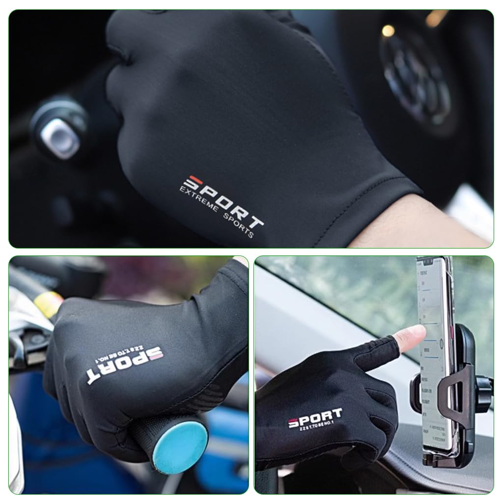 Proberos Riding Gloves for Outdoor Sports with Open Fingertips and Ice Silk Fabric | 2 PCS