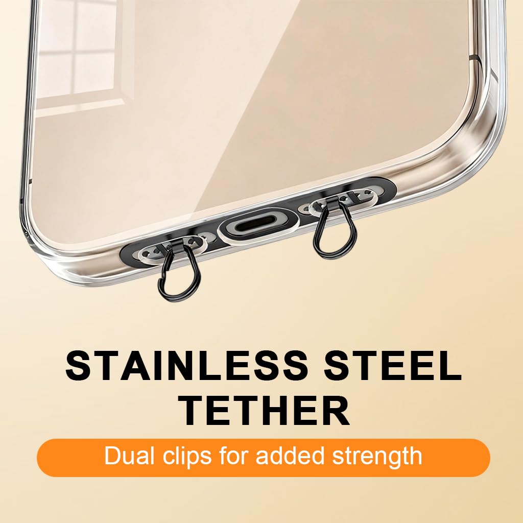ZORBES Metal Phone Tether Tab for Cell Phones with Dual Hook and 0.4mm Stainless Steel | Prevents Falling and Loss