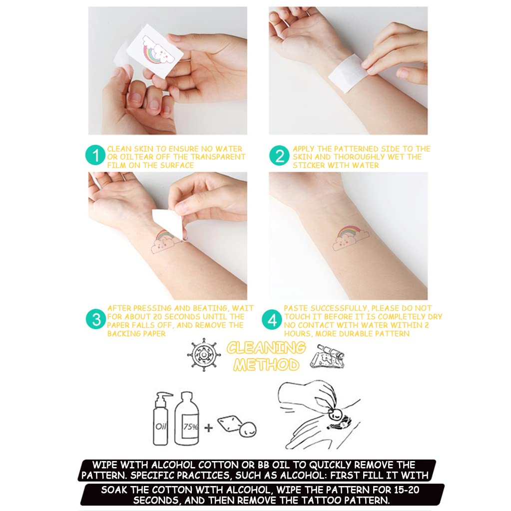 MAYCREATE Temporary Tattoos for Kids with 16 Sheets 7.6×12cm | Waterproof Night Glow Stickers