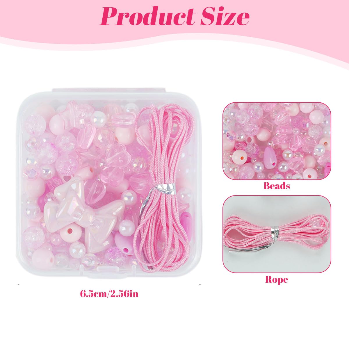SANNIDHI Beads for Bracelet Making with Pink Bow Charms for Girls 7–14 | DIY Craft Kit
