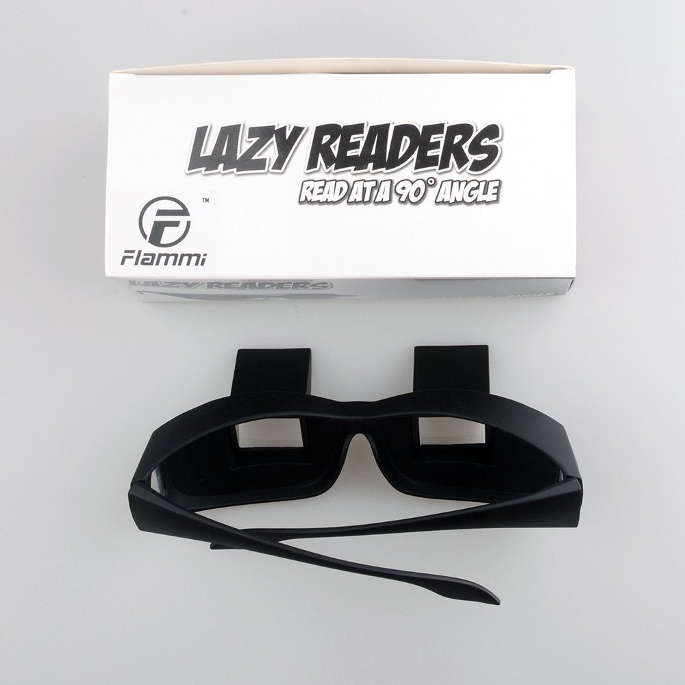 ELEPHANTBOAT Lazy Prism Glasses for Reading in Bed with 90° View | Black Plastic 160mm Frame