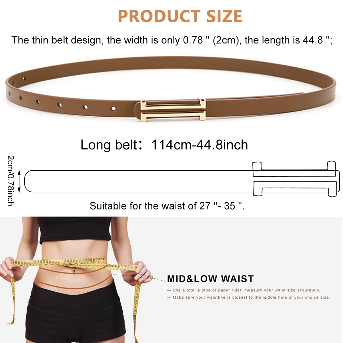 PALAY® Waist Belt for Women PU Belt for Women Saree Belt Large Size Women Belt for Dress Metal Buckle Belt for Vintage Blouse Blazer Dress Belt Jeans, Brown