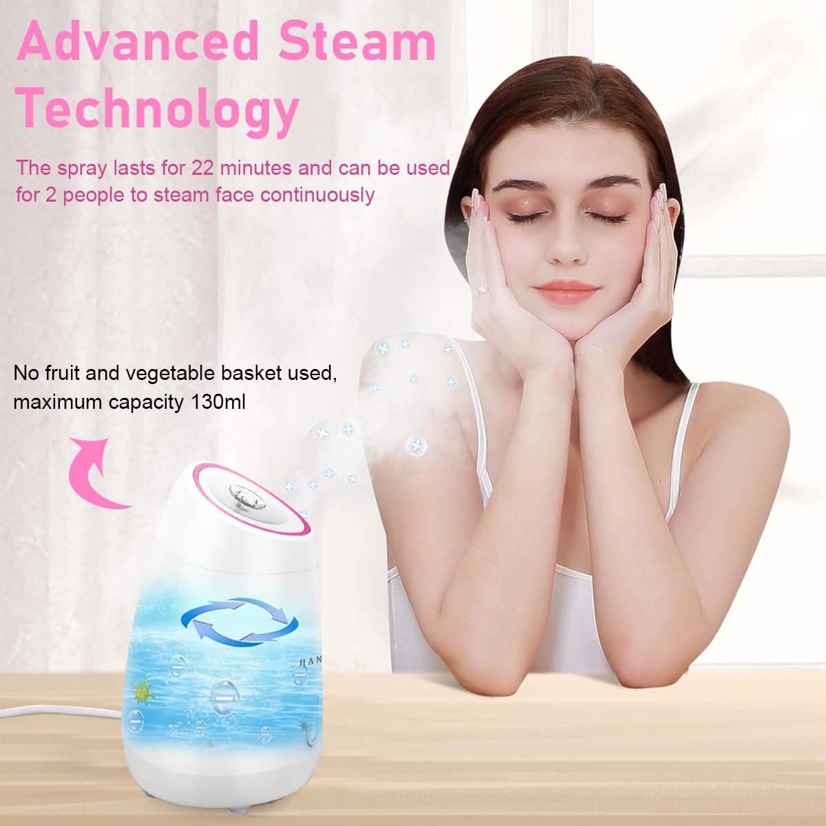 HANNEA Facial Steamer for Deep Skin Hydration and Aromatherapy with 130ml Tank | Quick 90s Steam