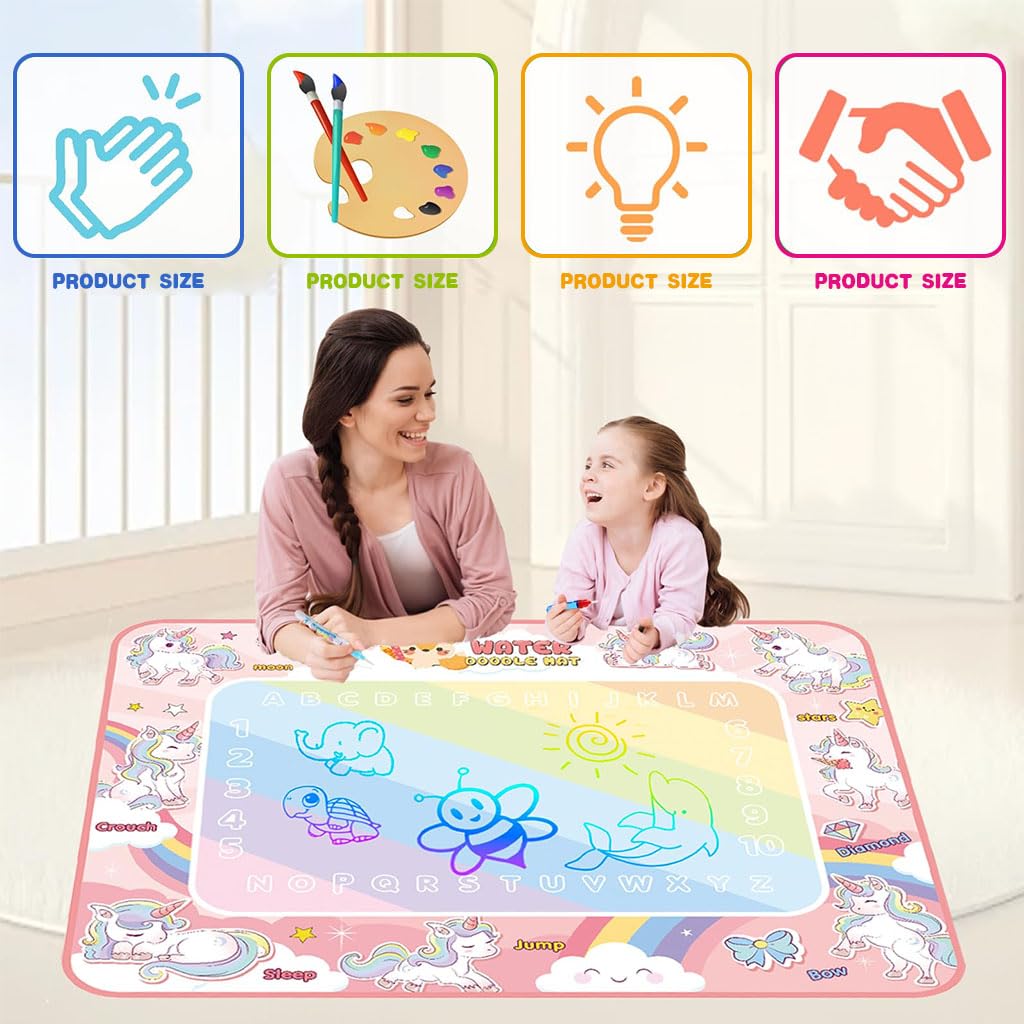 PATPAT Water Doodle Mat for Kids with Reusable Drawing Surface 100×80cm | Mess Free Fun