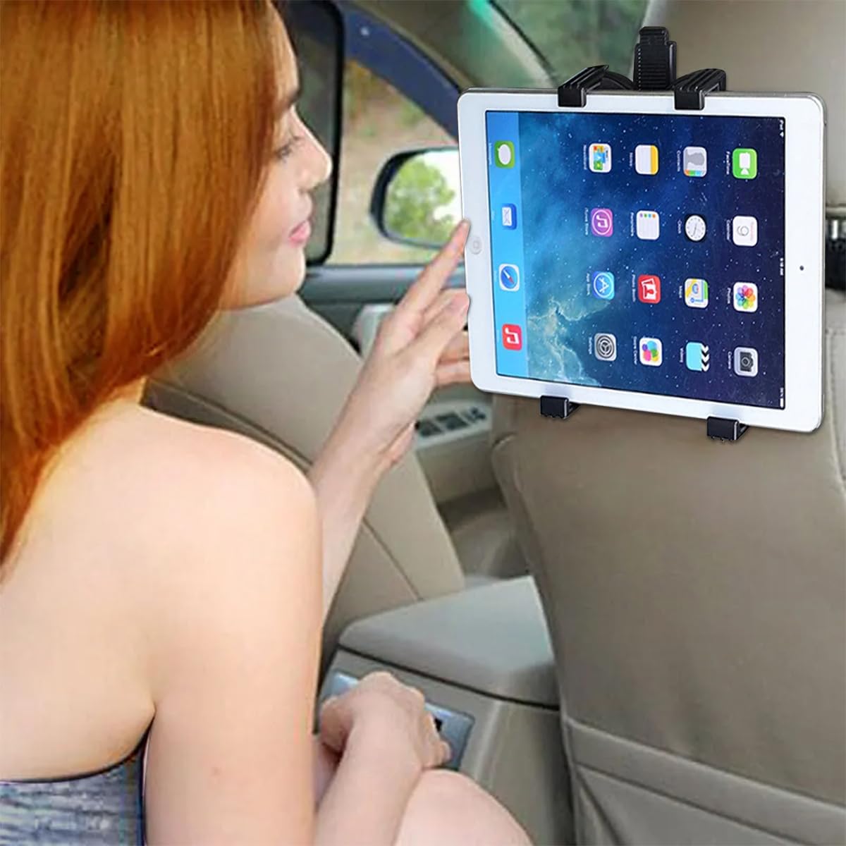 STHIRA Car Tablet Holder for Back Seat with Telescopic Arm Fit for 7–12.9 in Tablets | Adjustable Mount for Kids and Passengers