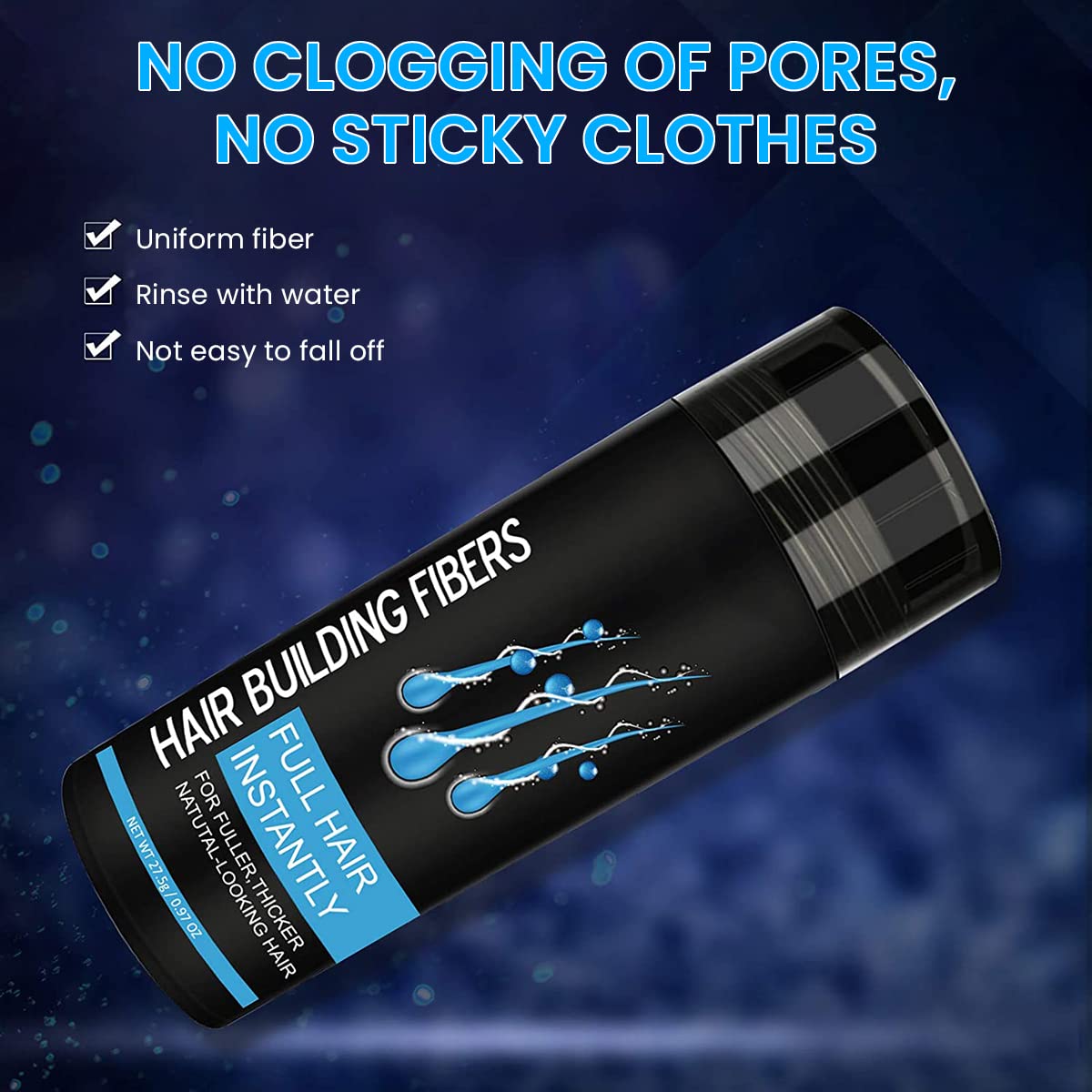 MAYCREATE Hair Building Fiber for Thinning Areas with Spray Applicator Kit 27.5g | Black