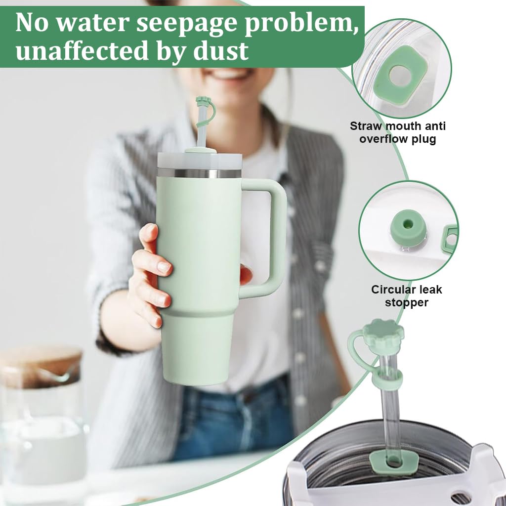 HASTHIP Straw Caps for Stanley Cup with Leak Stoppers and Spill-Proof Design 12PCS Silicone Set