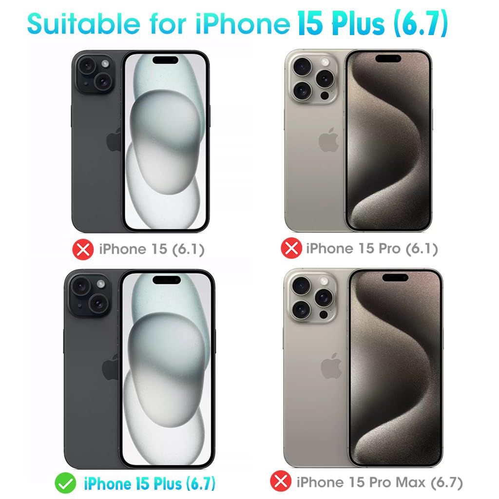 ZORBES Case for iPhone 15 Plus 6.7 inch with Kickstand and Slide Lens Cover | Shockproof Silicone Edge Protection