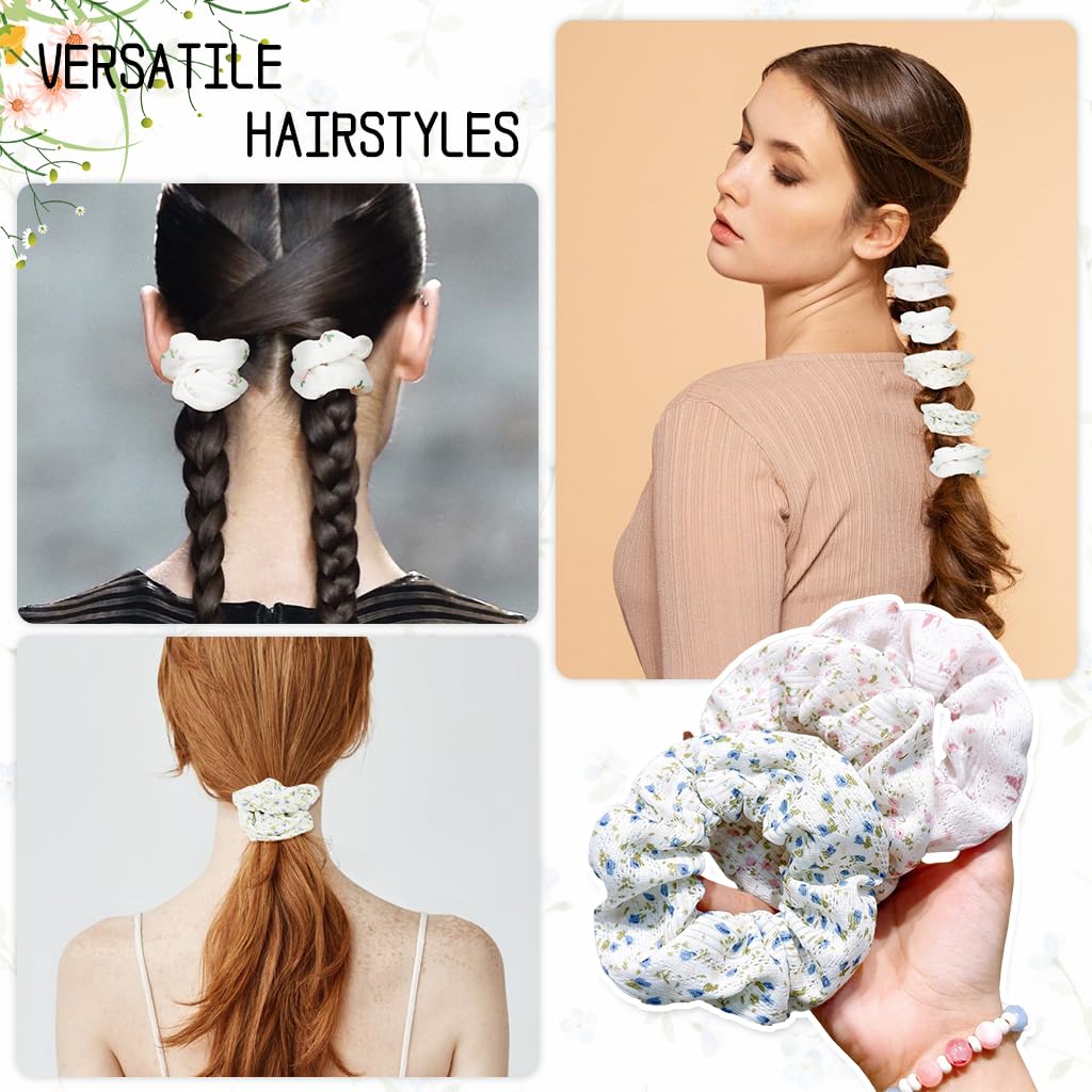 MAYCREATE Hair Tie Set for Ponytail and Bun with Crown Pearl Scrunchies 4pcs | Gift for Girls