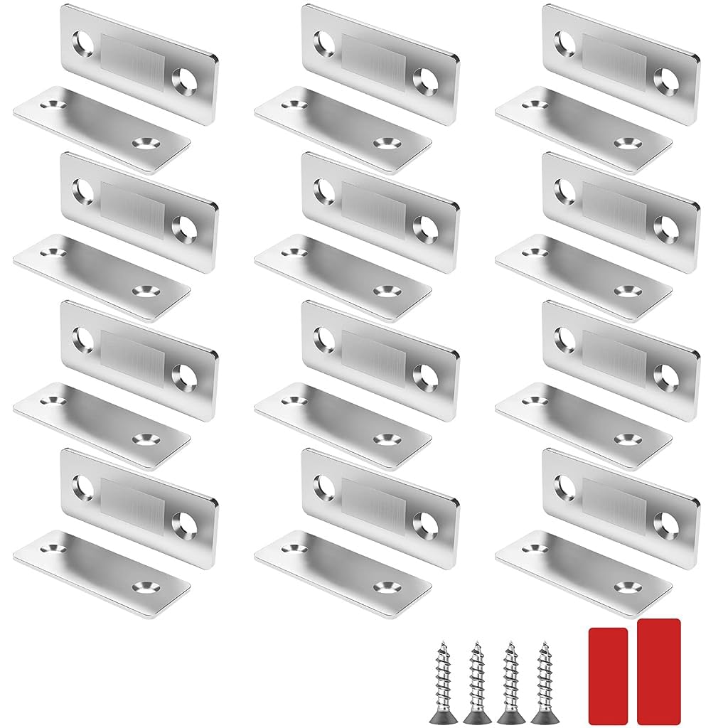 HASTHIP® 12 Pack Cabinet Magnetic Catch, Ultra Thin Magnets Door Latch, Adhesive Drawer Magnet Catch for Kitchen Door Closet Drawer Magnetic Cabinet Latch