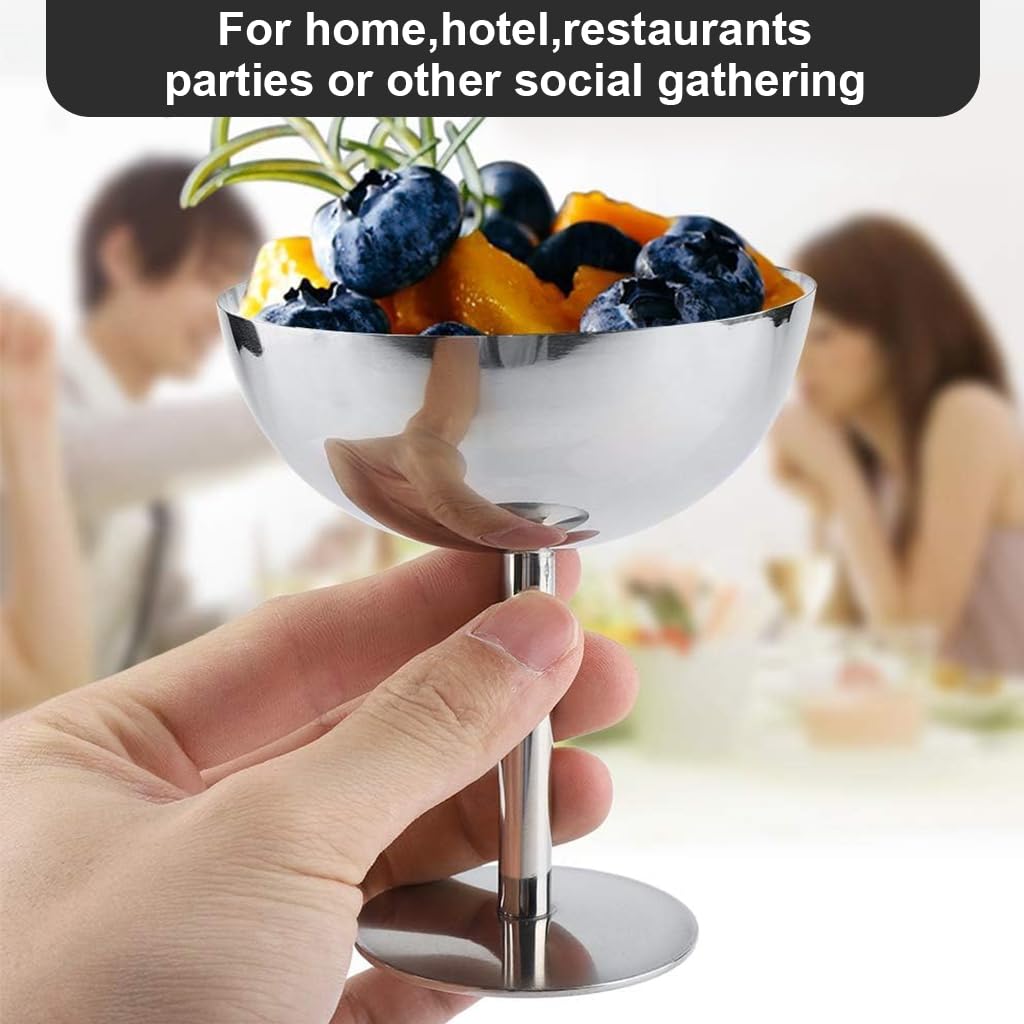 Supvox Ice Cream Bowl 200 ml for Desserts and Snacks with Food Grade Stainless Steel Silver Finish