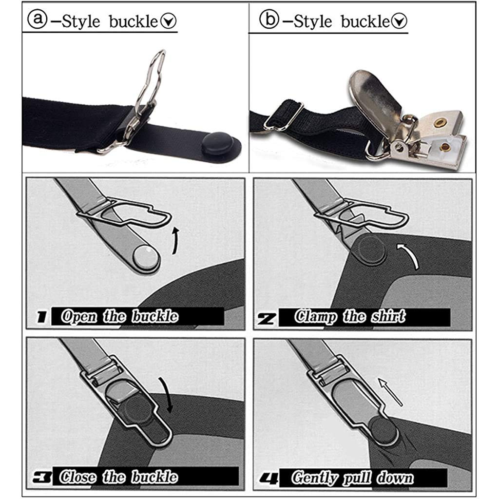 GUSTAVE Adjustable Elastic Garter Straps for Men featuring Invisible Design | 2PCS Shirt Stay