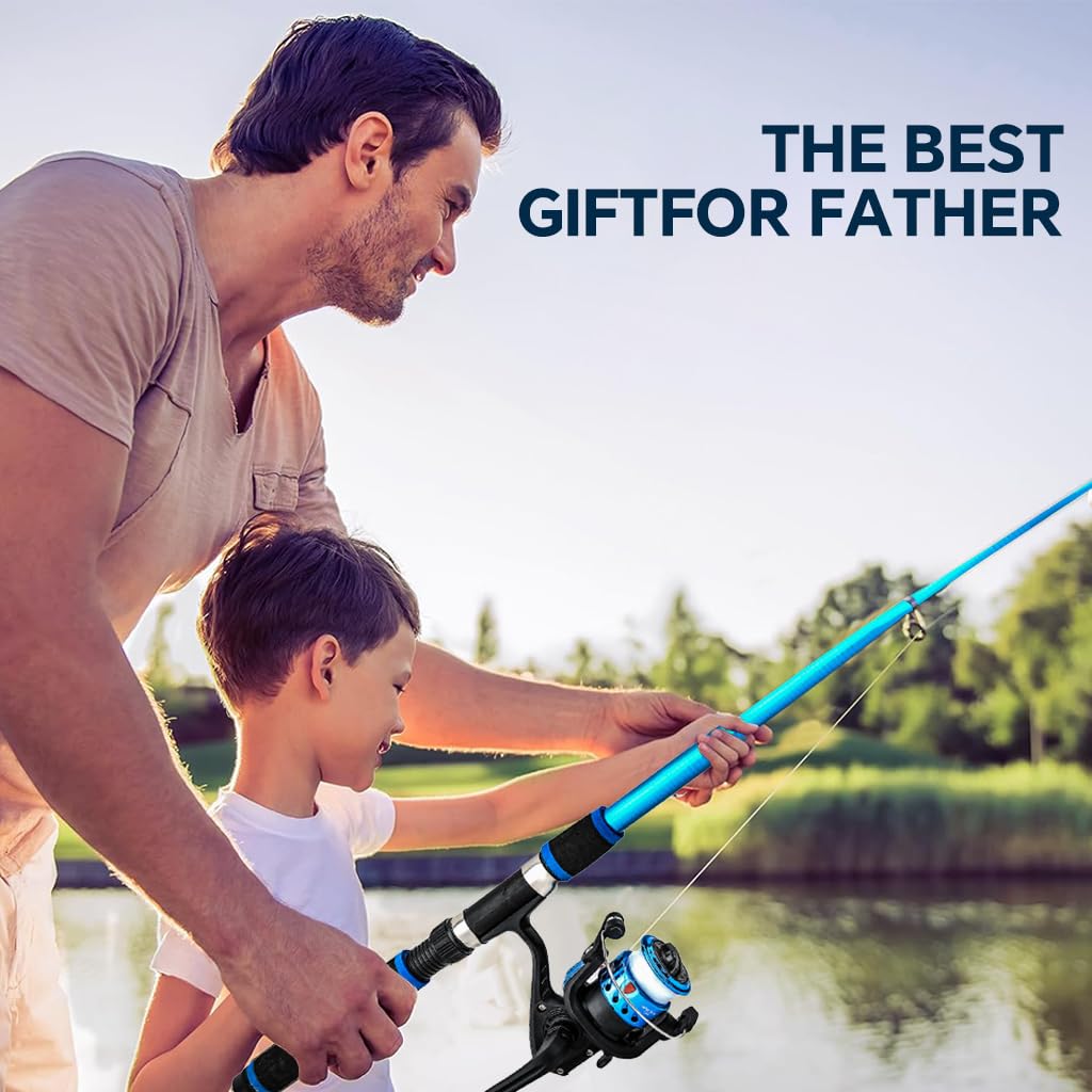 Proberos Fishing Rod Kit for Beginners with 1.8m Glass Fiber Pole and Reel | Kids Outdoor Set
