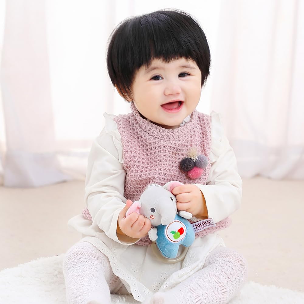 PATPAT Elephant Rattles for Baby featuring Built in Sound and Soft Plush Material | Hanging Toy for Crib and Stroller