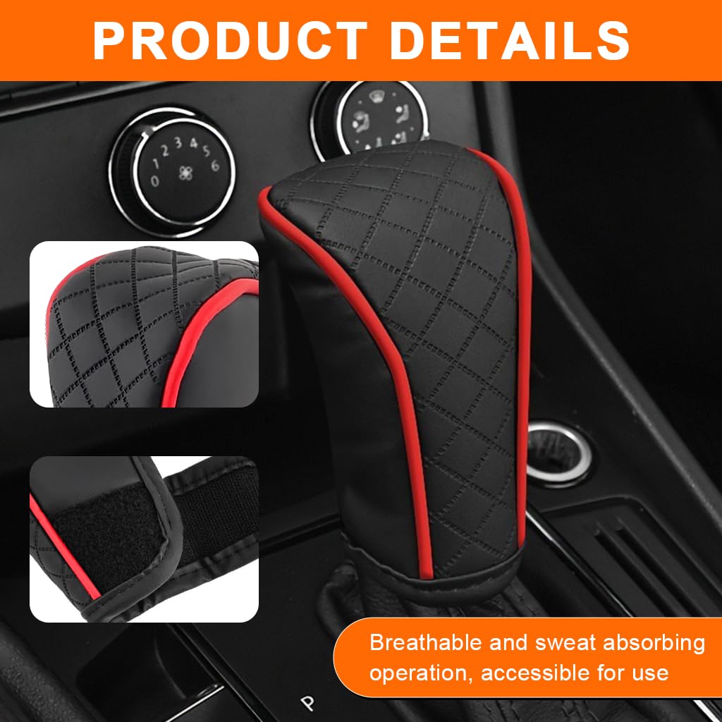 STHIRA Gear Shift Knob Cover for Cars with Anti Slip Texture and PU Leather Protection | Universal Fit