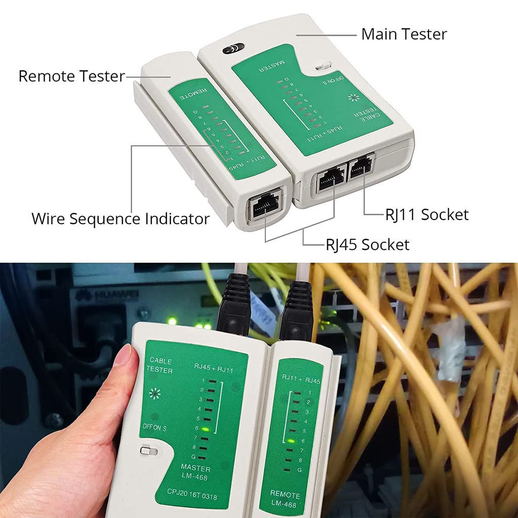 Serplex RJ45 Crimping Tool Kit for Cat6 Cat5e Network Setup with 50 Connectors and Tester