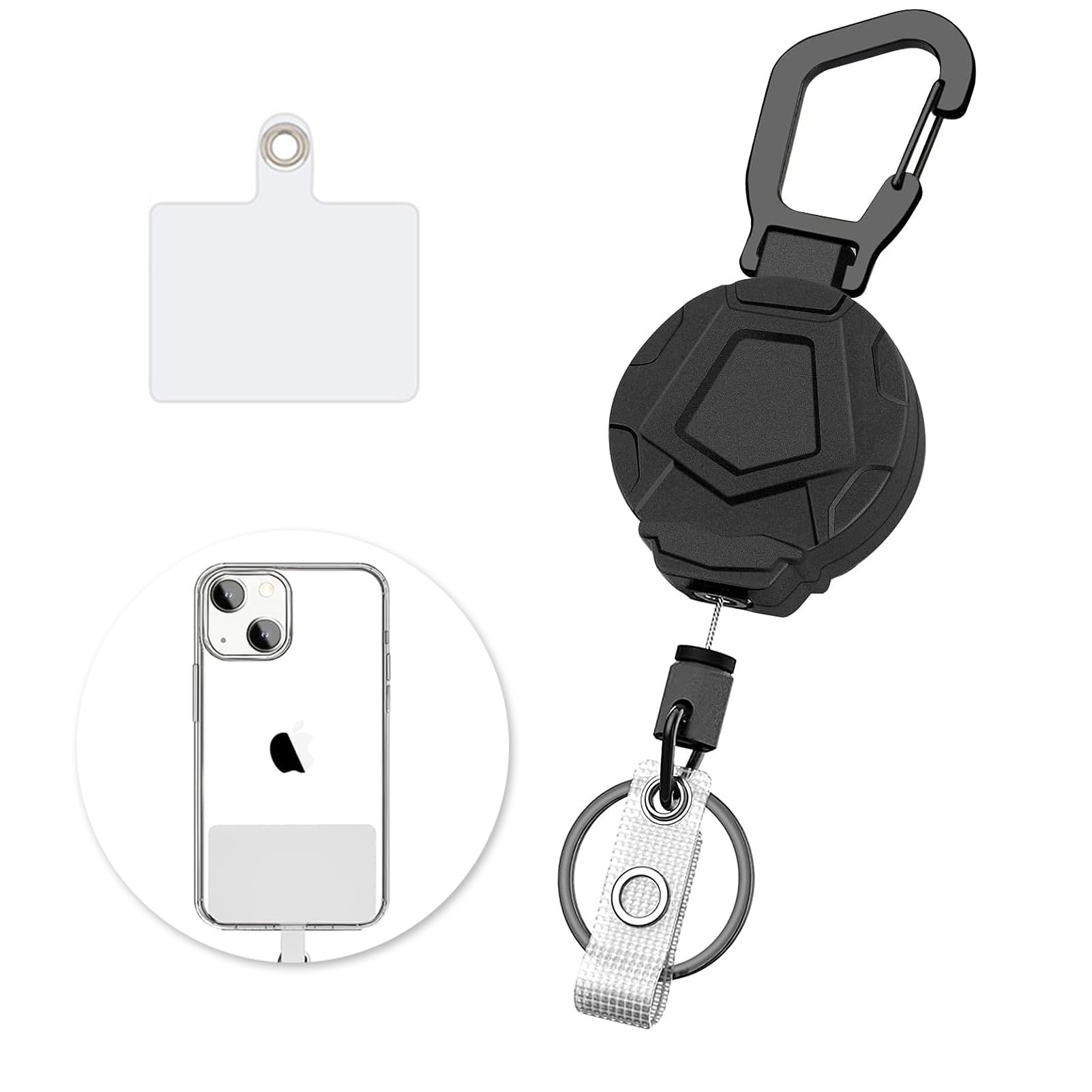 HASTHIP® Heavy Duty Retractable Keychain with Carabiner, Retractable ID Badge Holder Clip Retractable Badge Reel with 31.7