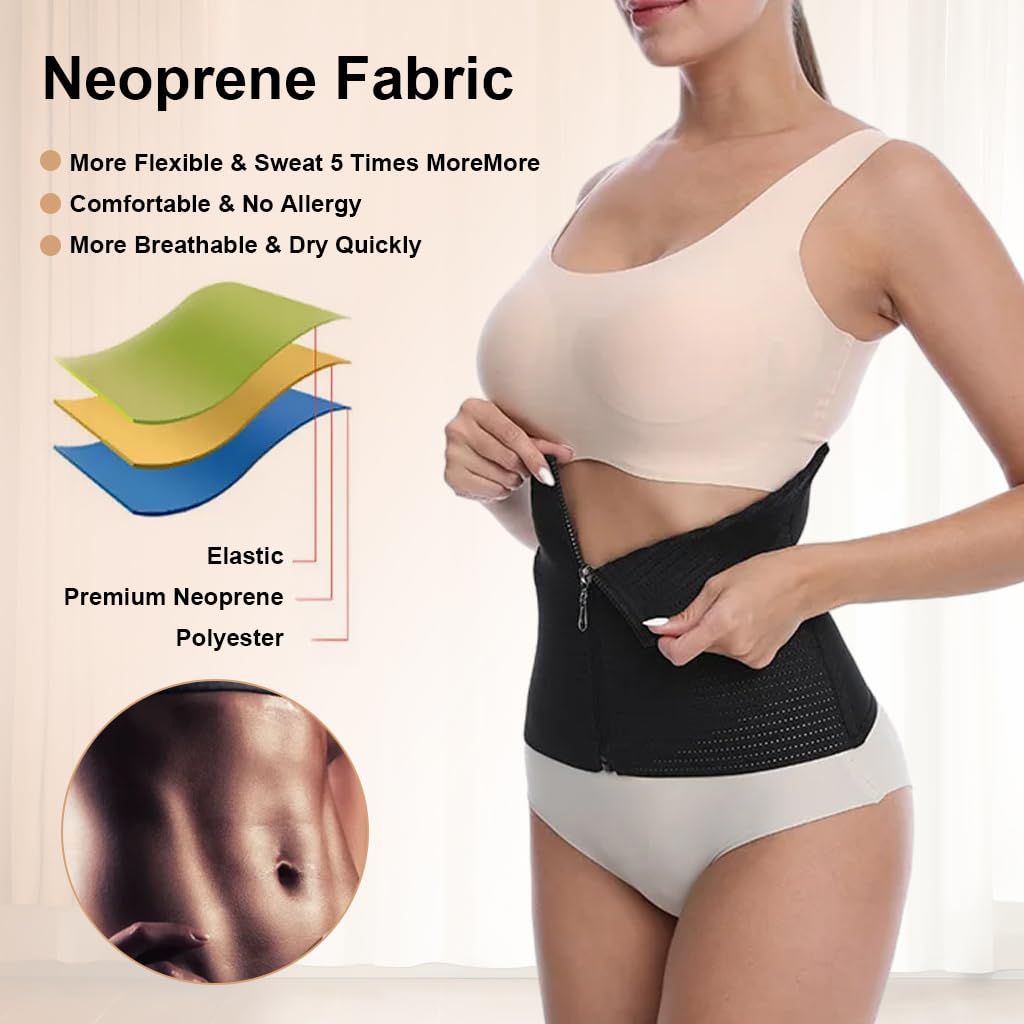 Zibuyu Waist Trainer for Women with Zipper Compression and 84% Nylon 16% Spandex Support | Postpartum Recovery and Daily Fitness