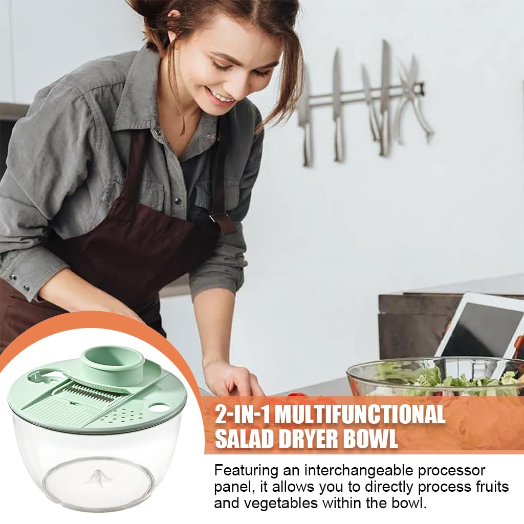 Supvox Salad Dryer Bowl for Kitchen Meal Prep with 5L Capacity and Six Processor Blades