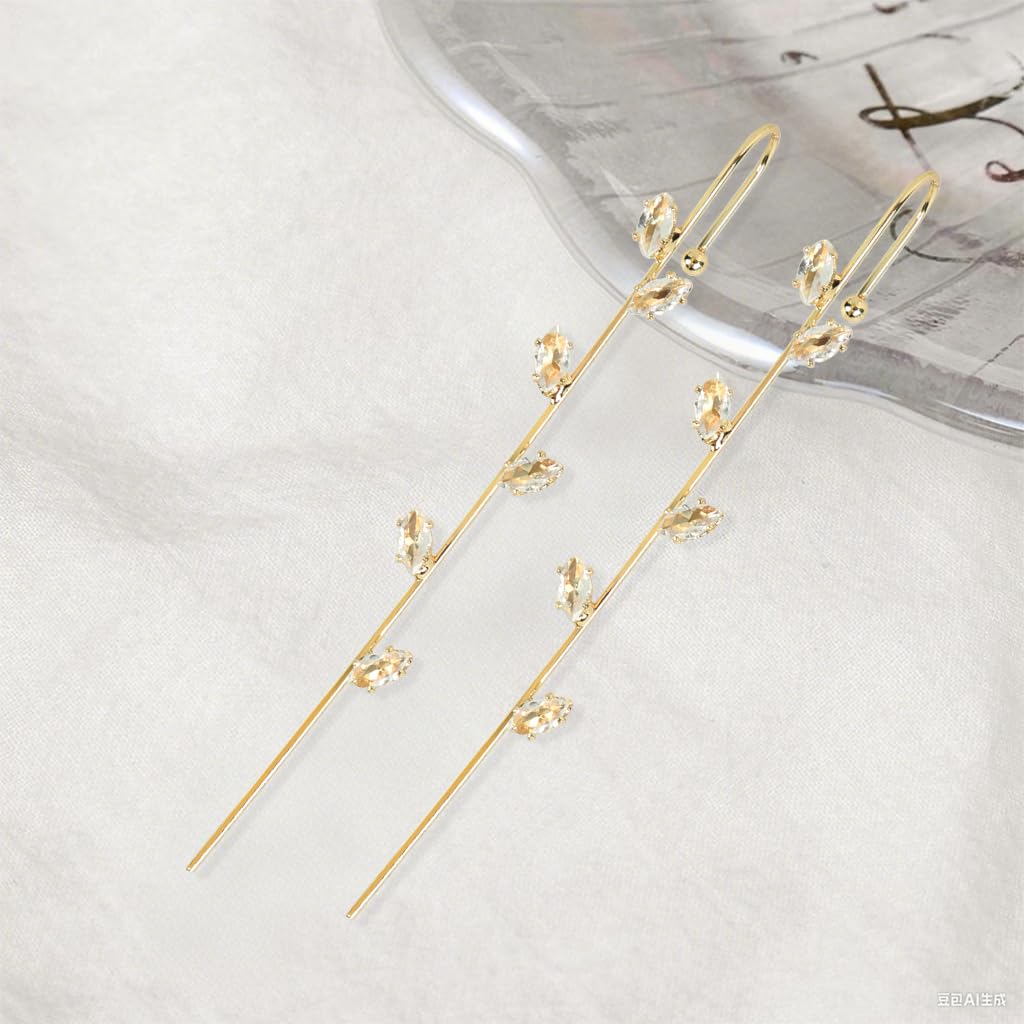 ZIBUYU Earrings for Women with Gold Crystal Crawler Hook Design | Elegant Party Jewelry Gift
