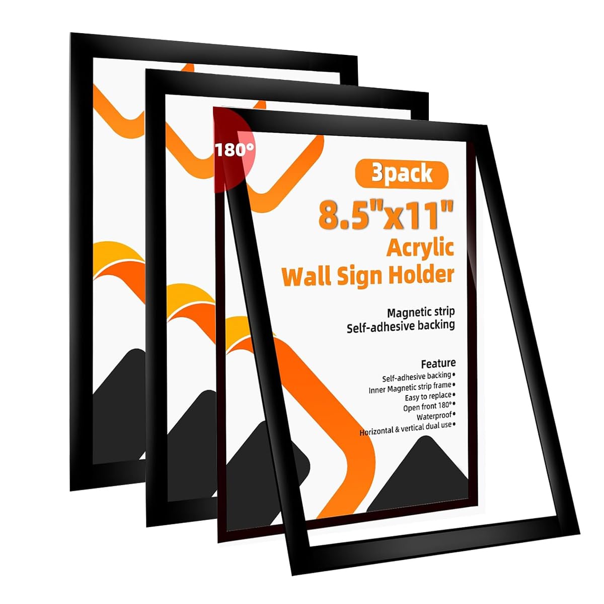 Climberty® 3Pcs Magnetic Cover Sign Holder with Self-Adhesive Backing, Clear PVC Wall Sign Display for Menus Notices Flyers, Poster Holder Leaflet Holder for Office, Restaurant, Store (8.5''x11'')