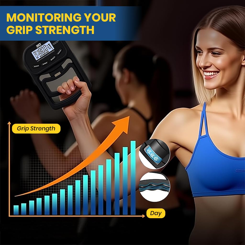 Proberos Hand Grip Dynamometer for Strength Training with LCD Display and 180kg Capacity | Ergonomic Adjustable Handles