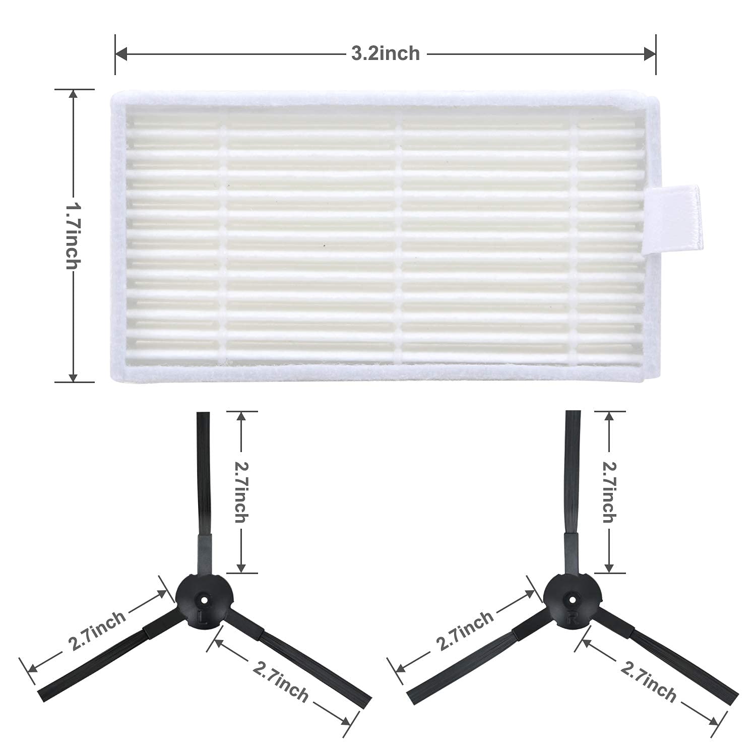 Zeitel Vacuum Filter Kit for ILIFE V3s V5 V5s Pro with 4 Filters and 4 Side Brushes | Easy Snap Installation