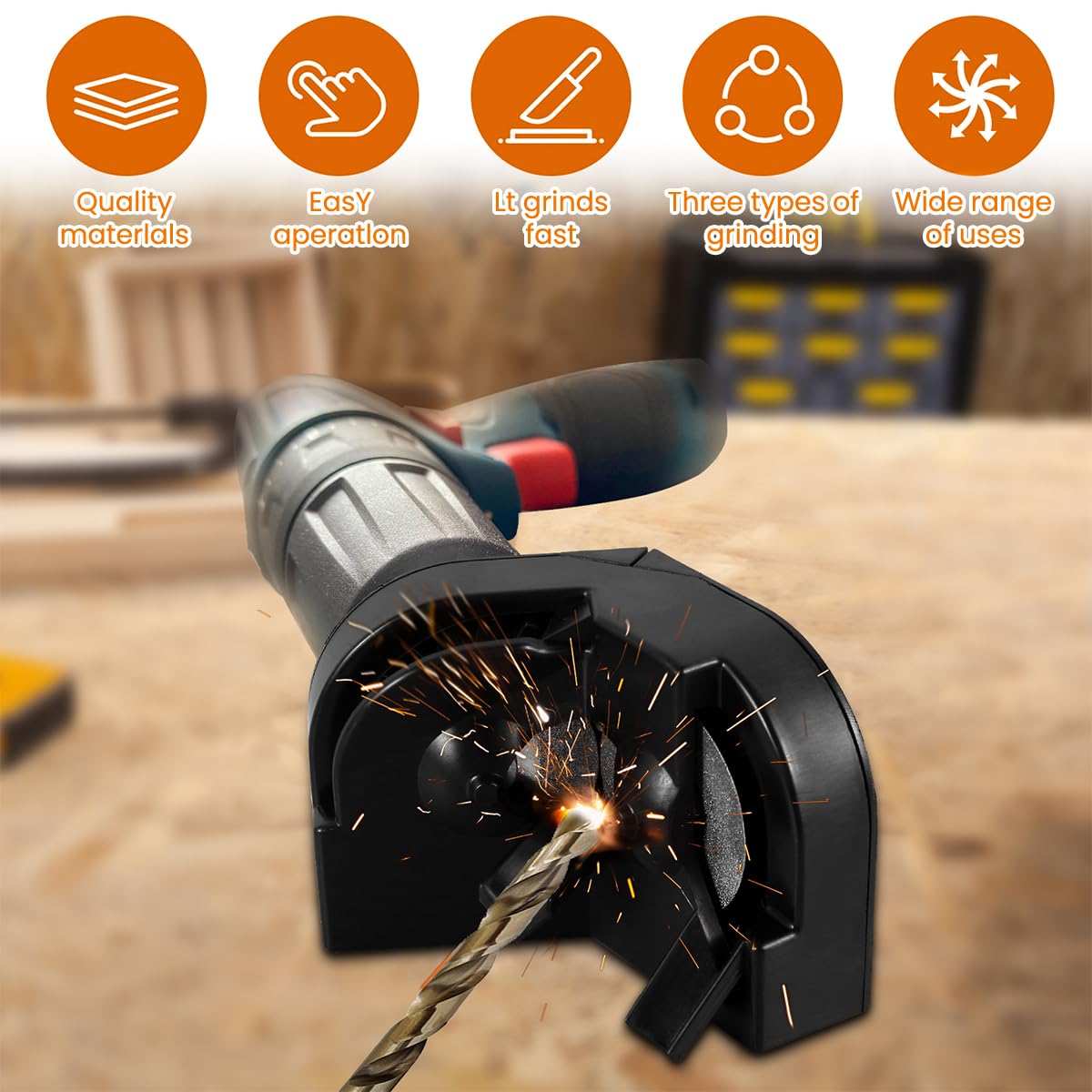 Serplex Drill Bit Sharpener for HSS Carbide and Cobalt Bits | Multipurpose Grinding Tool