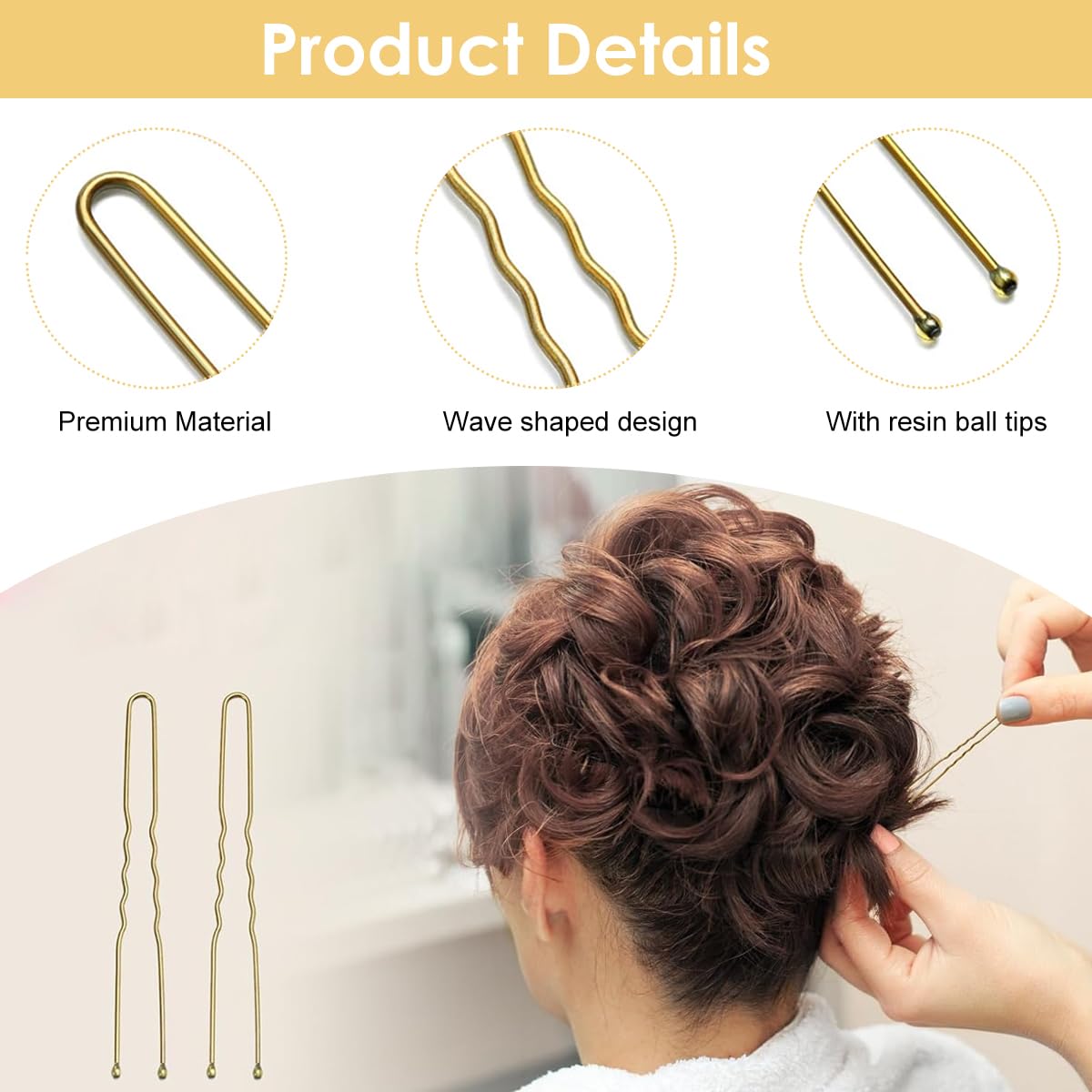 MAYCREATE Hair Pin Kit for Stylish Updos with 150 U Pins & 100 Elastics | Storage Box
