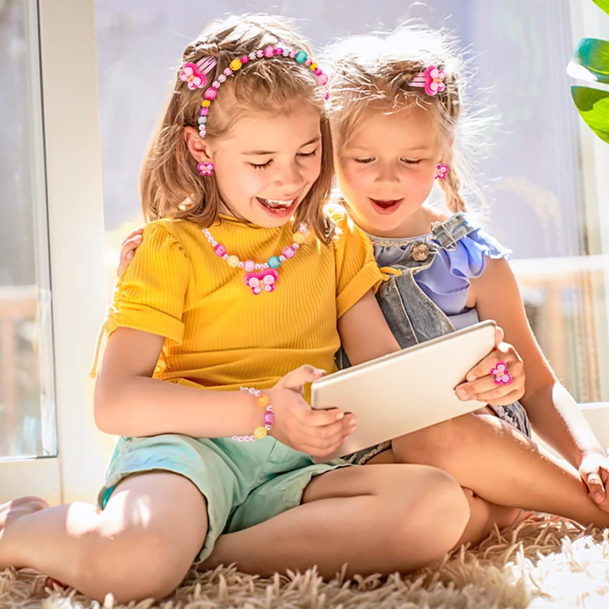 SANNIDHI Kids Jewellery Set for Girls with Plush Handbag and Hair Accessories | 2PCS Gift Kit