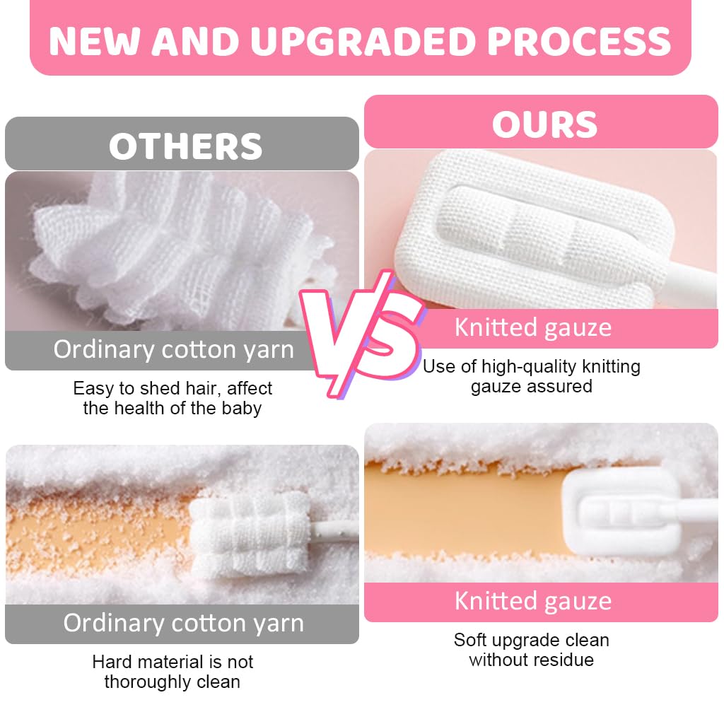 SNOWIE SOFT® 30 Count Disposable Baby Care Oral Cleaning Sponge Swab Stick for Kids Adult Wet Dry Use Medical Sponge Individual Packing Cleaning Sponge Swab for Tooth Cleaning Oral Care