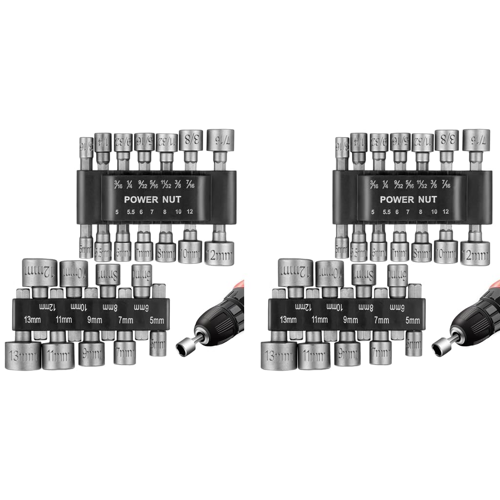 Serplex Power Nuts Driver Drill Bit Tools Set 46PCS with 1/4 Inch Hex Shank | for Electric Drills and Screwdrivers