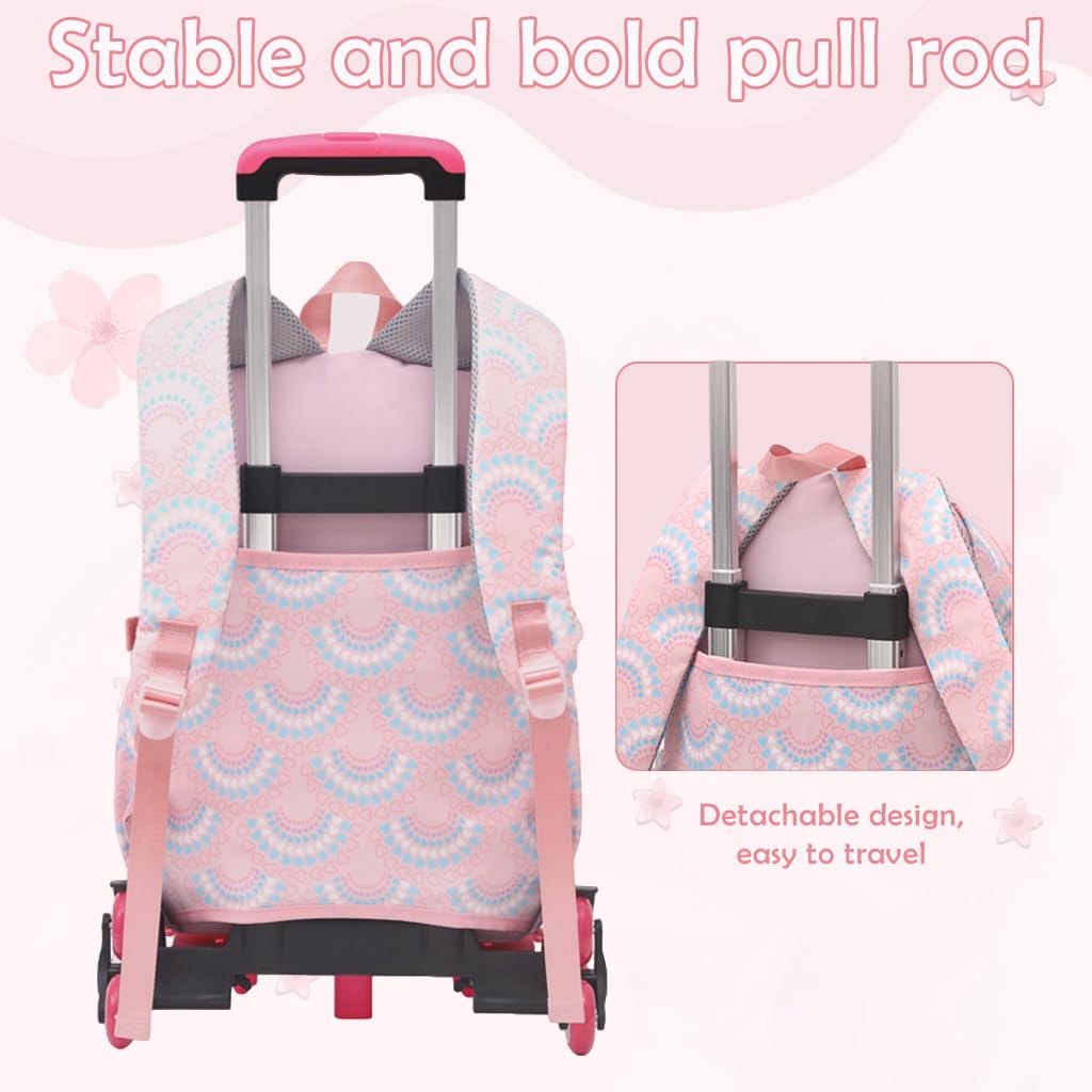 Climberty School Bag with 6 Wheel Rollers and Detachable Stand for Girls 7–12 | Waterproof Backpack