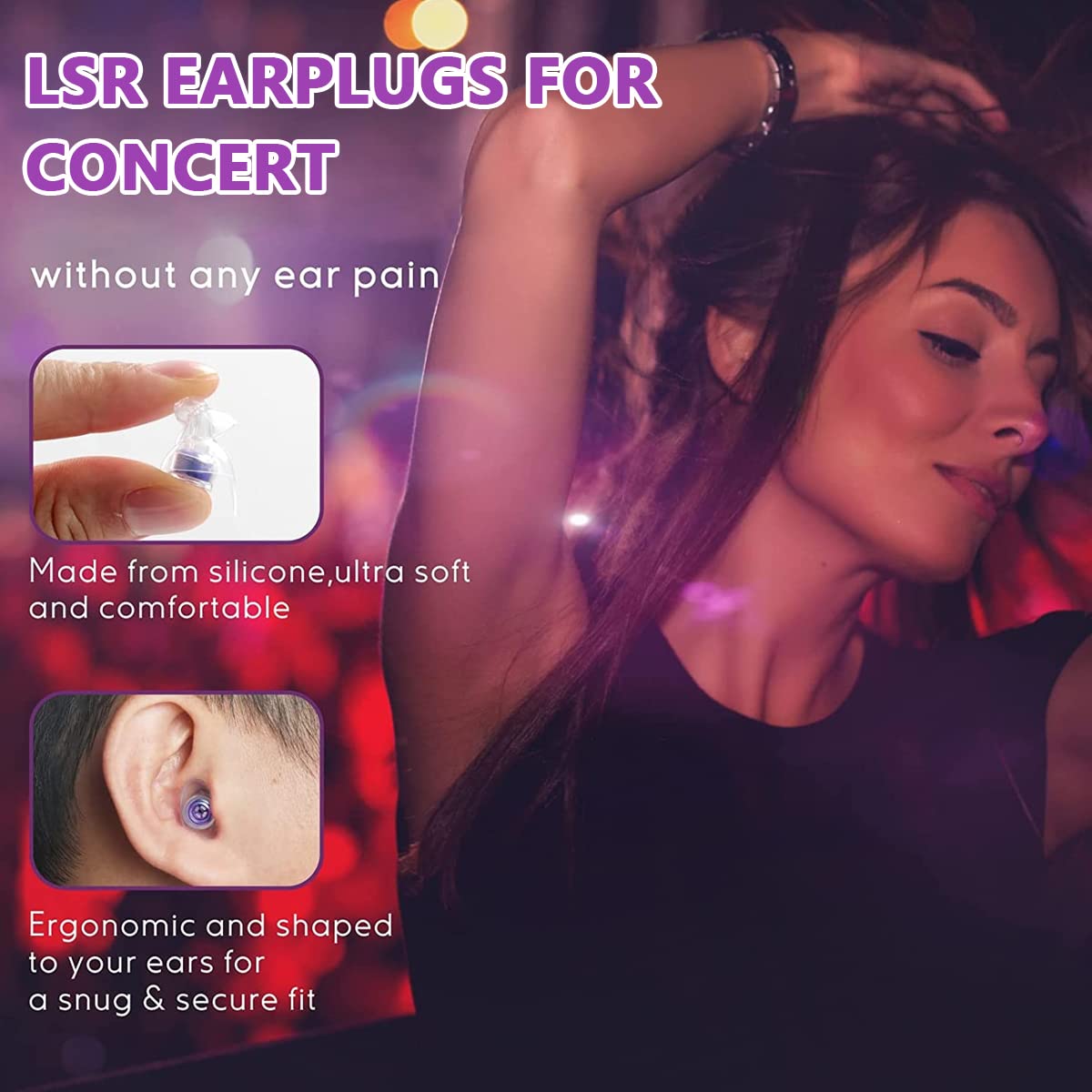 HANNEA® High Fidelity Concert Earplugs, Reusable Musicians Ear Plugs, Hearing Protection Ear Plugs for Concerts, Musicians, Festival, DJs, Nightclub, Drummers and Raves Party