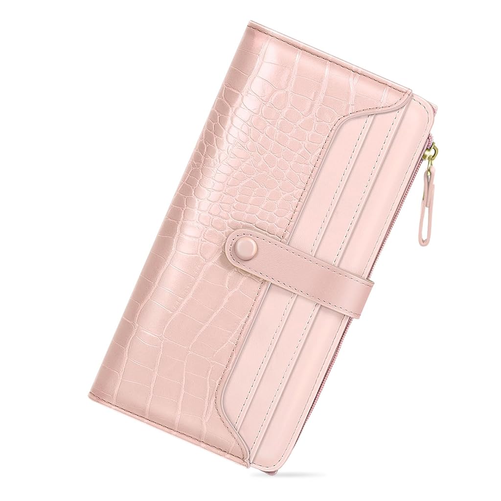 ZIBUYU Women Purse Card Bag Fashion Pink PU Wallet for Women Card Holder Multi Compartment Purse Bag Cash Bag Snap Button Closure Cash Bag Purse Bag Gift for Women, 11.5x9cm