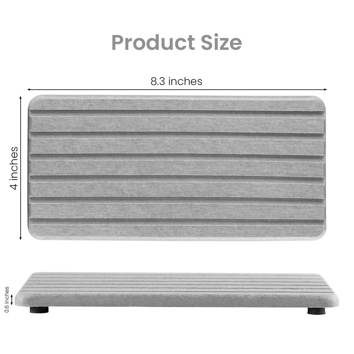 Supvox Water Absorbent Diatomite Coasters for Bathroom and Kitchen featuring Grooved Design 8.3 x 4 in Grey | Non Slip Tray and Soap Holder