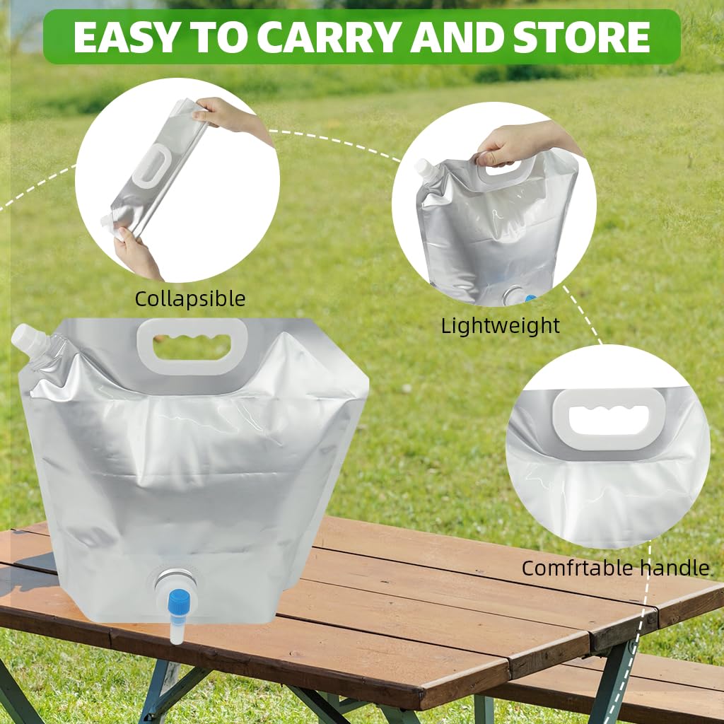 ZIBUYU Water Storage Bag for Travel and Hiking with Double Sealed Valve 5L BPA Free TPU