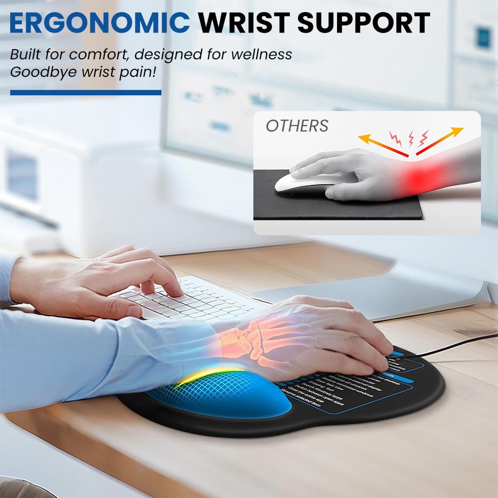 ZORBES Mouse Pad with Wrist Rest for Computer Desk featuring Memory Foam Support & Excel Shortcuts
