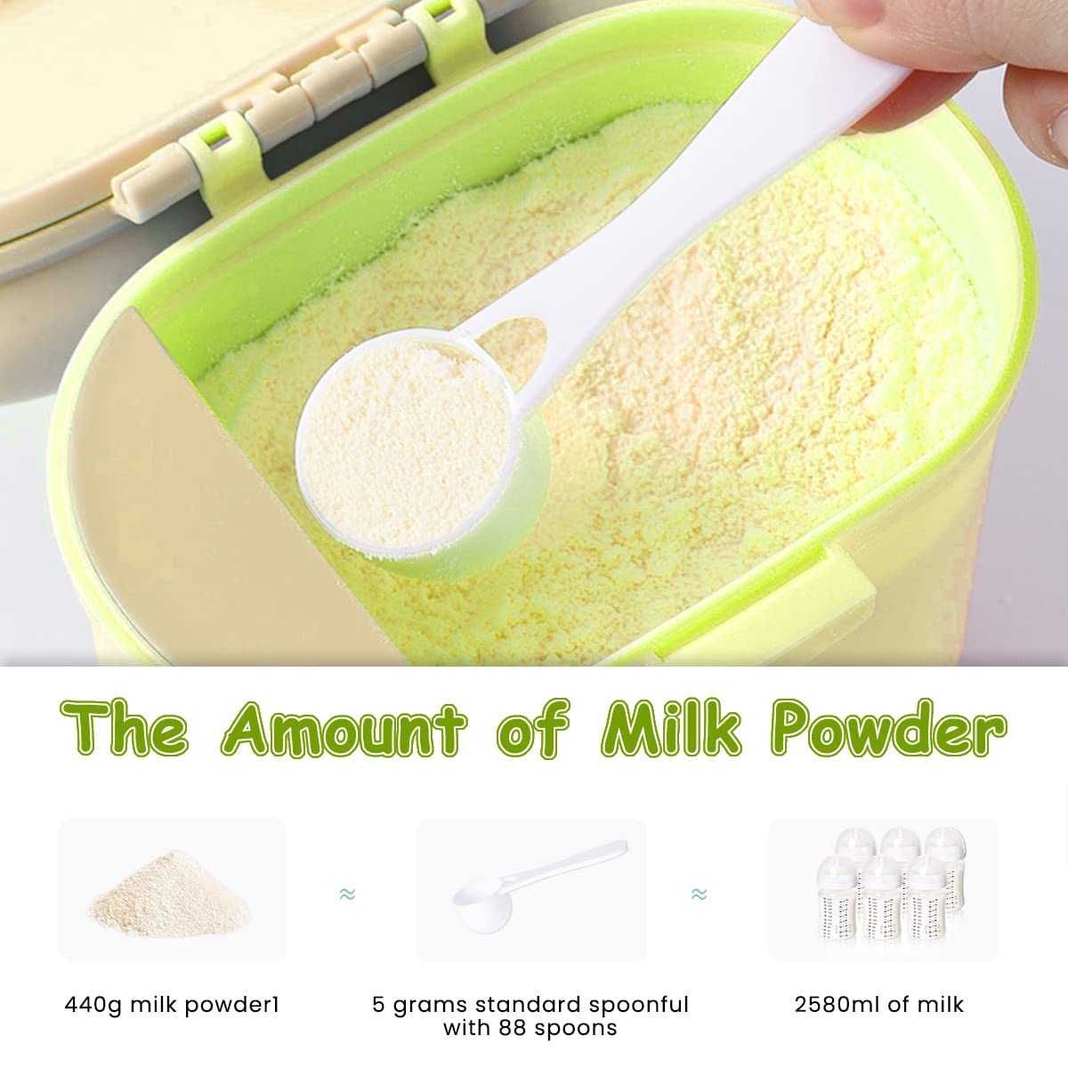 SNOWIE Baby Formula Dispenser 360g for Travel with Double Lid Seal and BPA Free PP | Baby Snack Storage Container