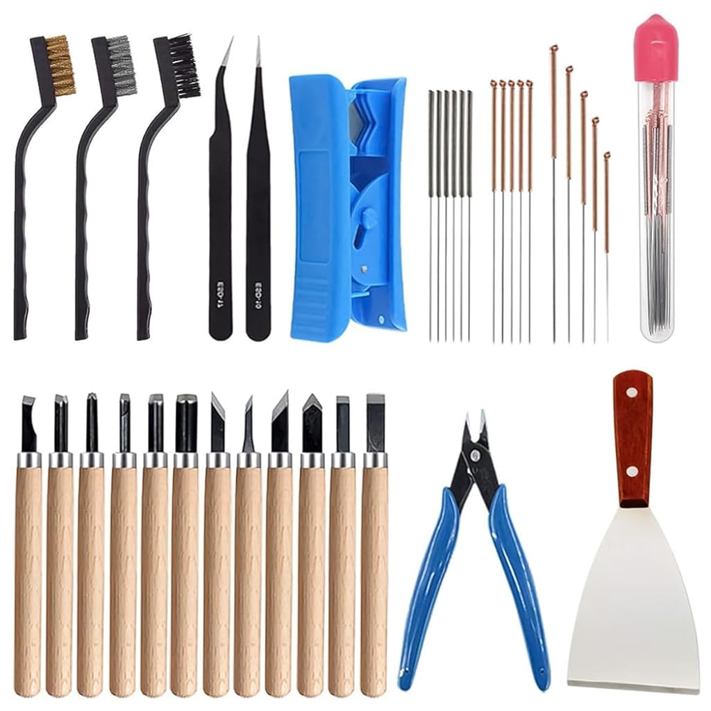 Serplex® 35pcs 3D Print Tool Accessories Kit includes Debur Tool, Cleaning, Finishing and Printing Tool, 3D Print Accessories for Cleaning, Finishing and Printing 3D Prints