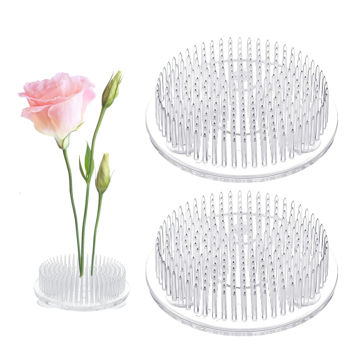 HASTHIP® 2Pcs Round Floral Frog 2.76 inches Ikebana Flower Arrangment Tray with Suction Cup Flower Stem Holder Spiky Frog Plastic Kenzan for Flower Arrangement Holder