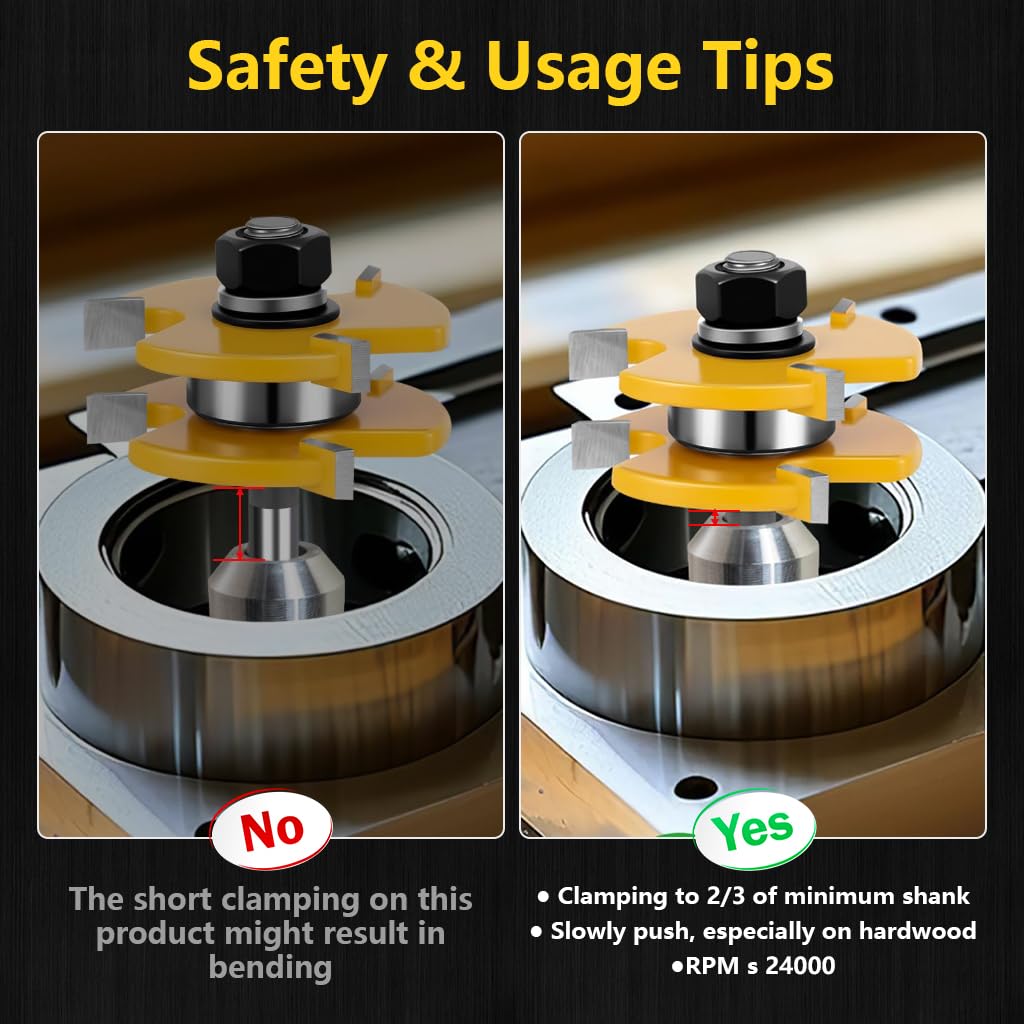 Serplex Router Bit Set for Precise Cabinet Joinery with Adjustable 3 Teeth Shaker | Alloy Steel 1/4 in Shank