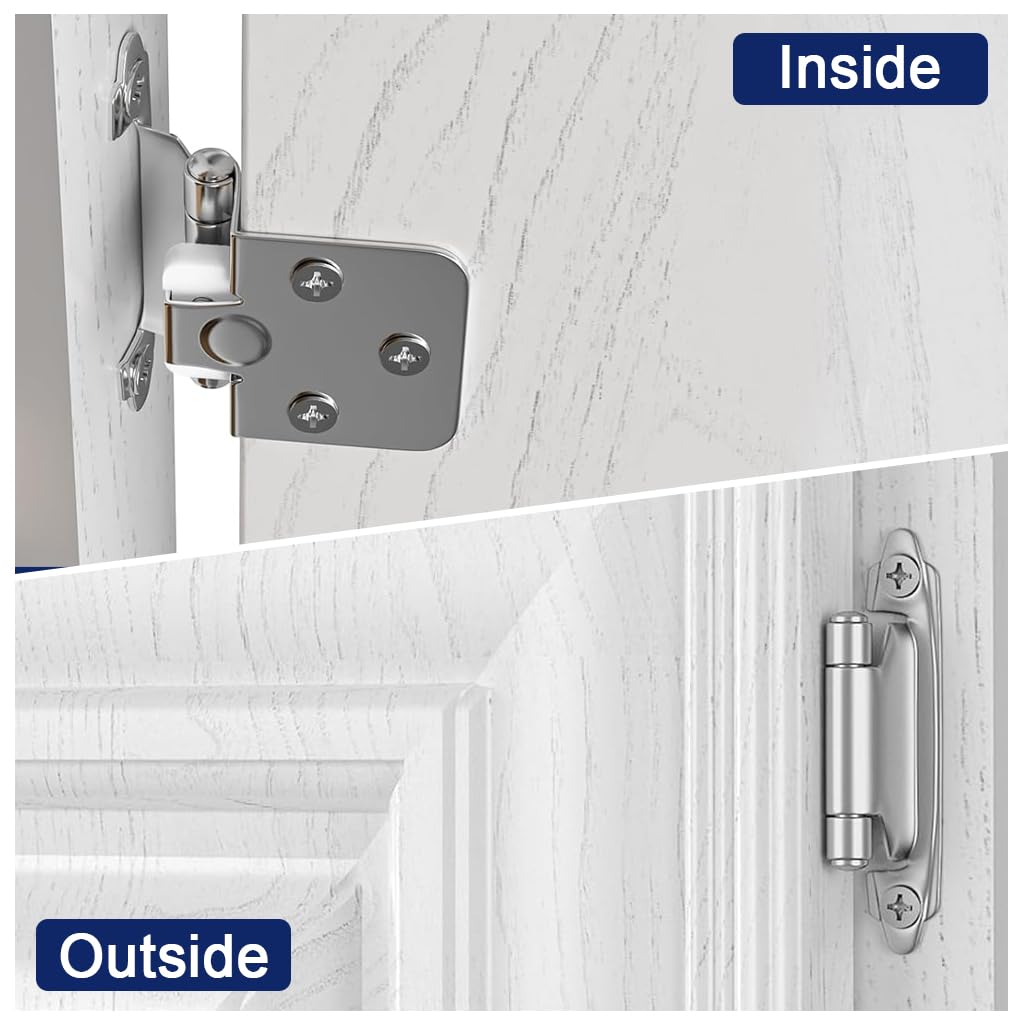 Serplex Cabinet Hinges for Closet and Cupboard Doors with Spring Self Closing Mechanism | 4pcs Set Including Screw Pack