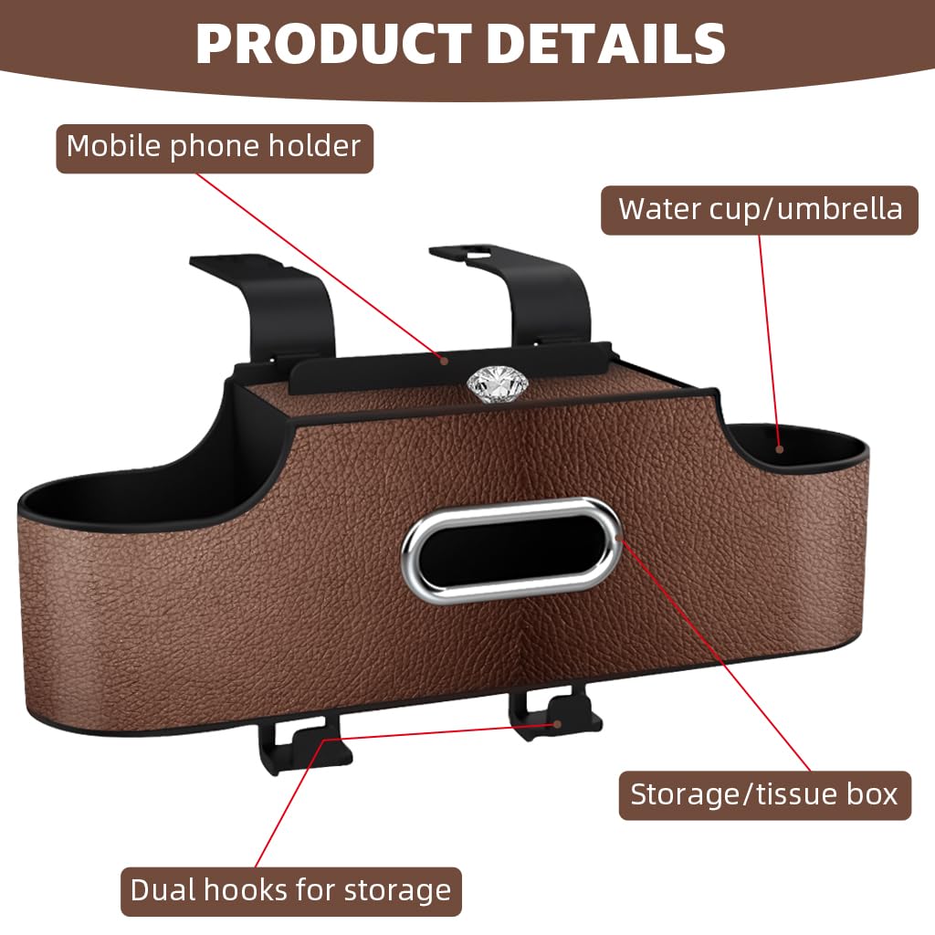STHIRA Car Organizer for Backseat with Dual Compartment Cup Design and Hooks | 2PCS PU Holder