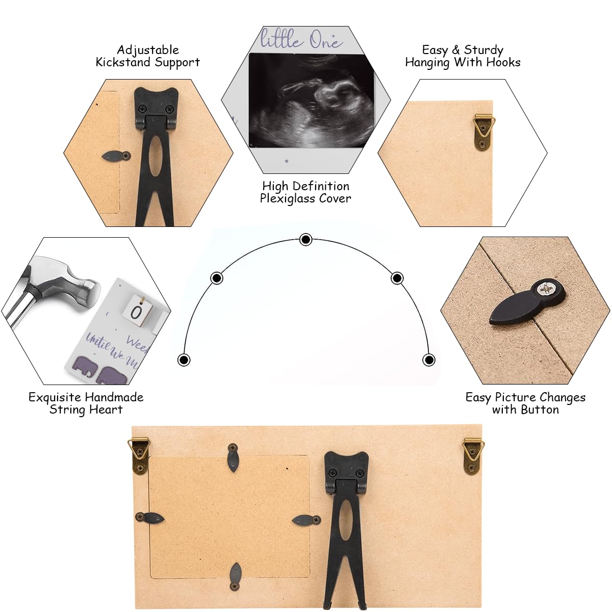 SNOWIE SOFT Baby Photo Frame for Ultrasound Pictures and Sonogram Keepsakes | White Newborn Gift