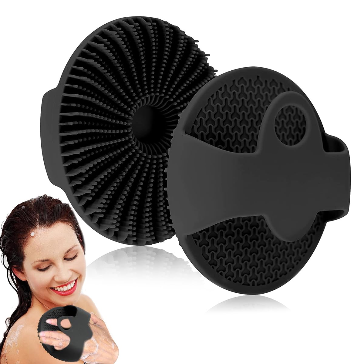 MAYCREATE Silicone Body Scrubber for Shower and Bath with Hexagon Grip | Soft Exfoliating Pad