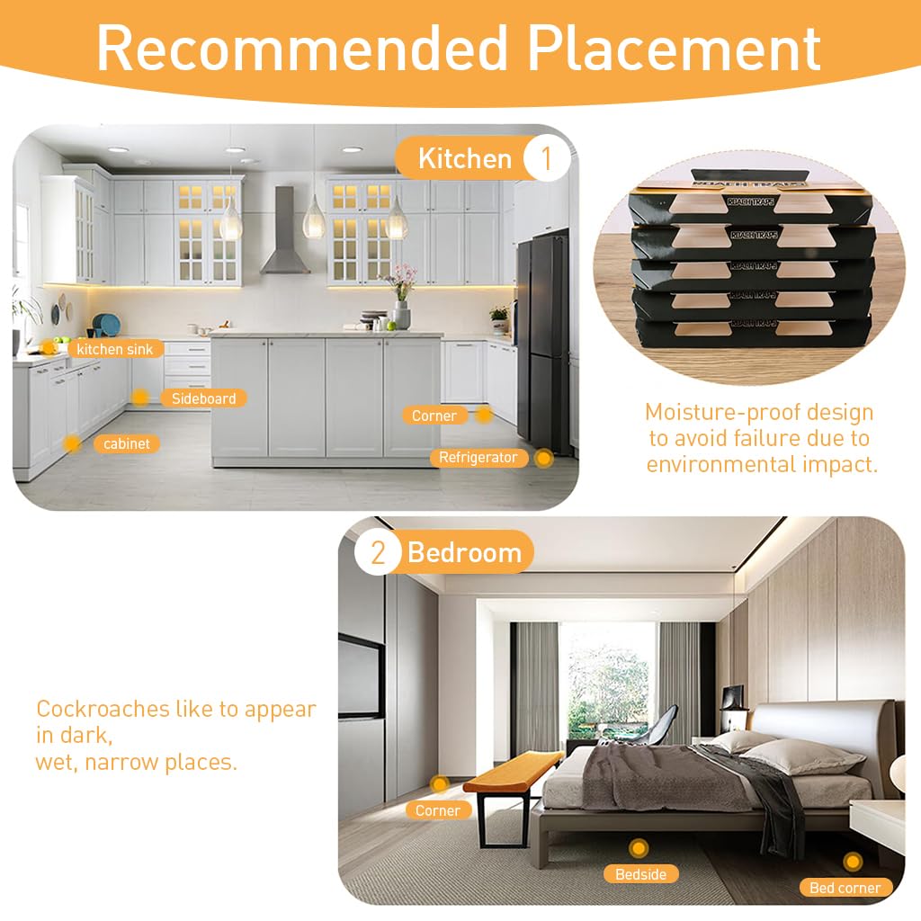 HASTHIP Cockroach Traps for Kitchen and Home with Strong Adhesive Glue | 10pcs Safe Pesticide‑Free Pest Catcher