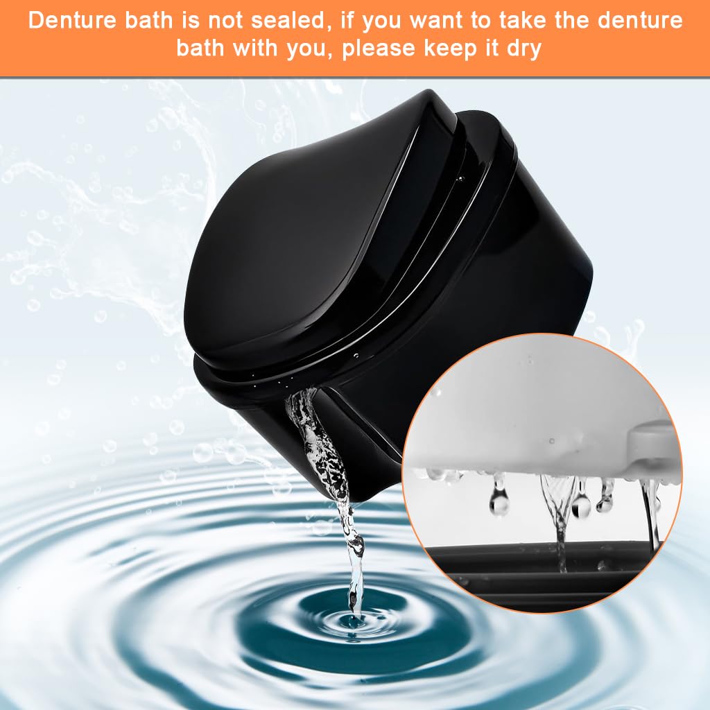 ZIBUYU Denture Cup for Cleaning and Storage with Removable Strainer Basket | Leak-Proof PVC Container